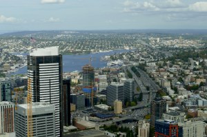 lake union in seattle seen from sky view observatory