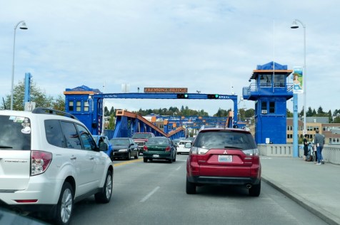 Crossing the Fremont Bridge. (One of several Seattle drawbridges.)